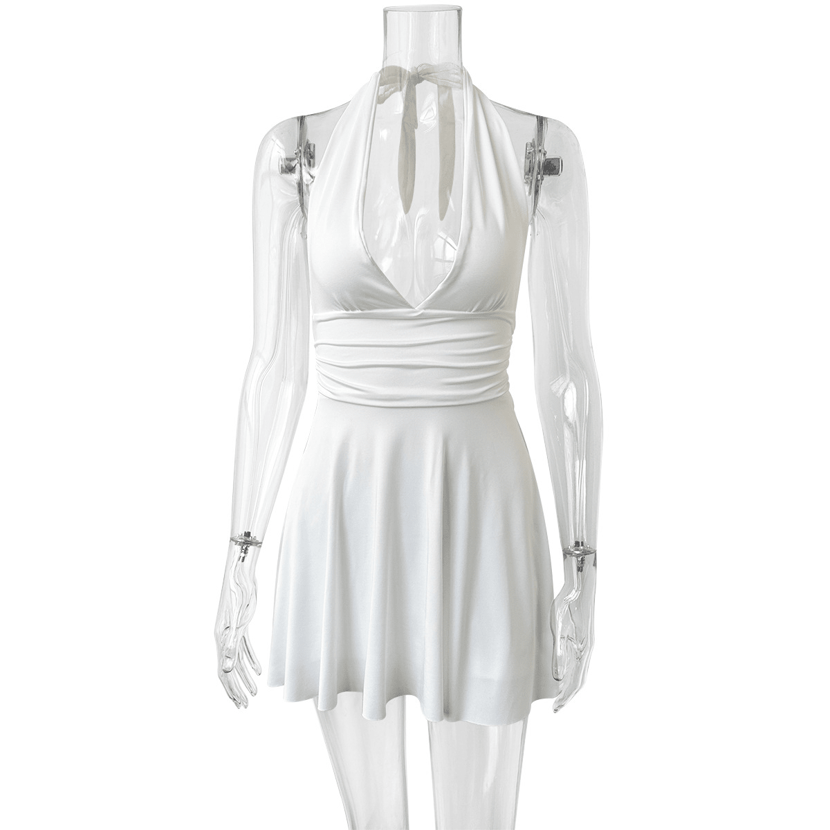 V-Neck Lace-Up Pleated Mini Dress - Bela Fils BoutiqueBela Fils Boutique
