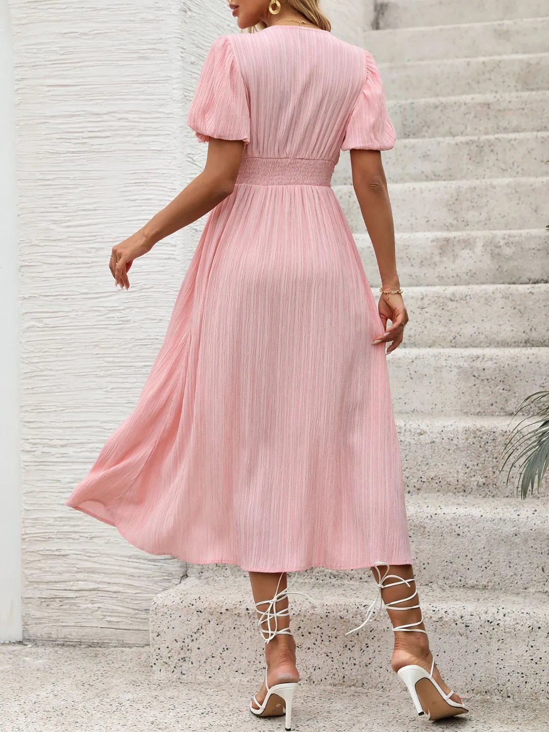 V - Neck Puff Sleeve Dress - Bela Fils BoutiqueBela Fils Boutique