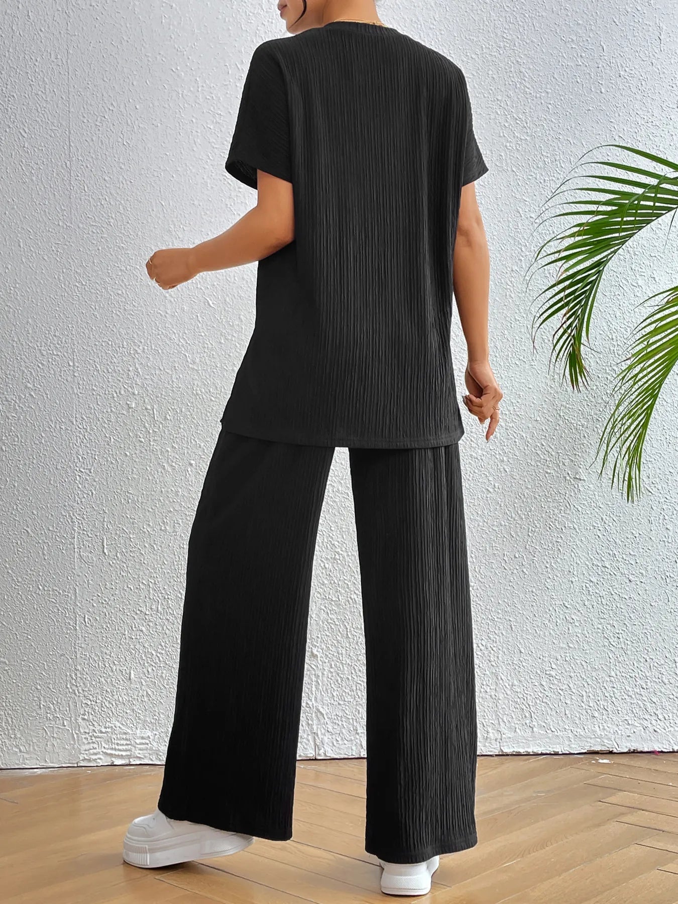 V - Neck Short Sleeve Top and Pants Set - Bela Fils BoutiqueBela Fils Boutique
