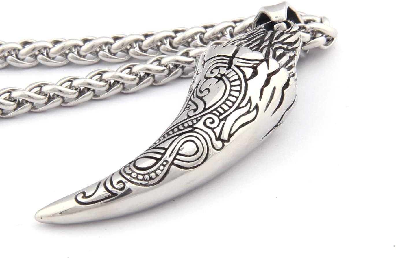 Viking Wolf Tooth Pendant – 4mm Keel Chain Stainless Steel - Bela Fils BoutiqueBela Fils Boutique