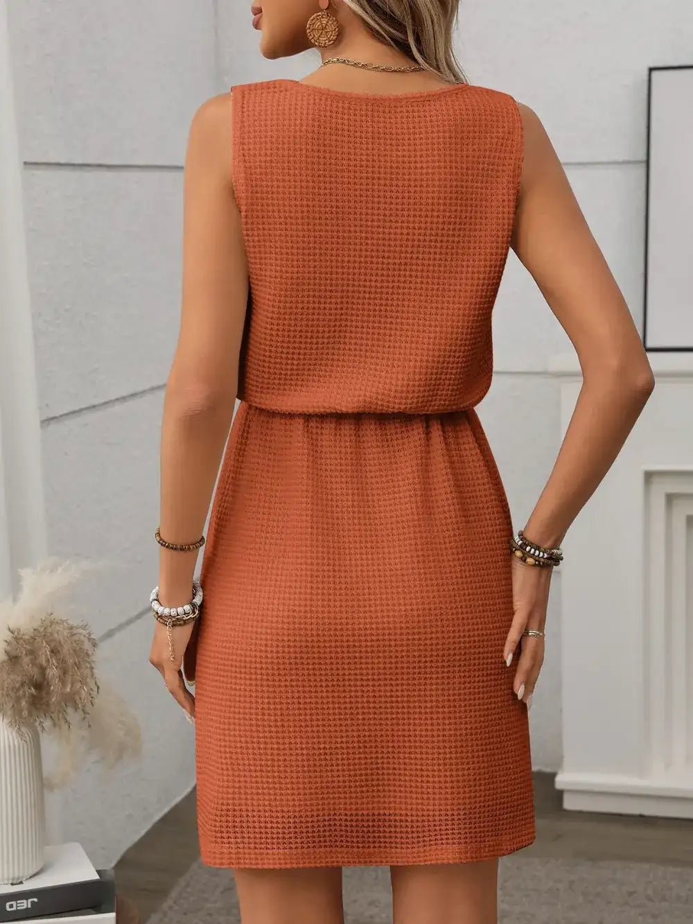 Waffle - Knit Drawstring Mini Tank Dress - Bela Fils BoutiqueBela Fils Boutique