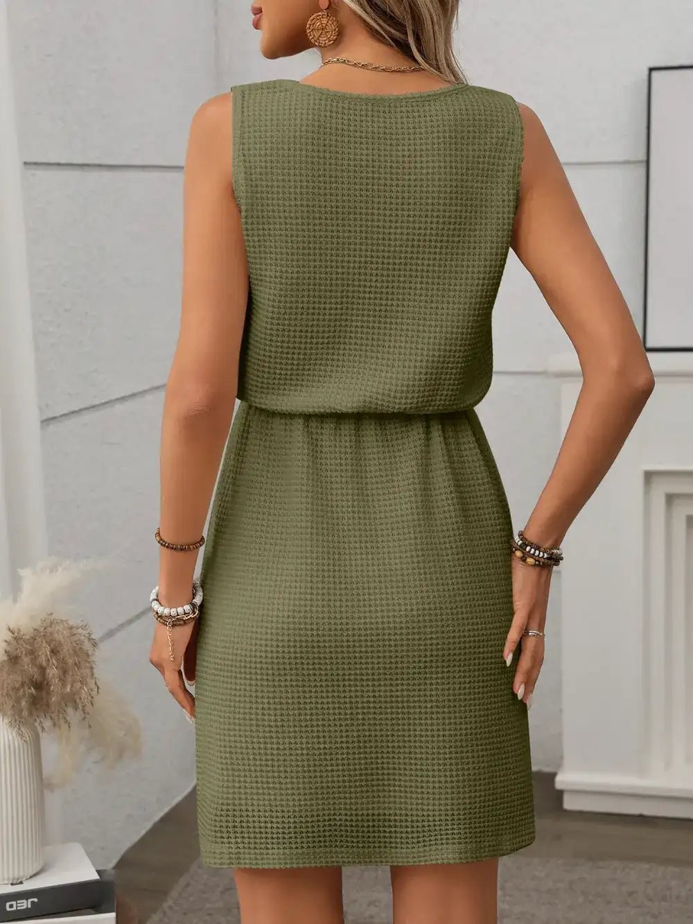 Waffle - Knit Drawstring Mini Tank Dress - Bela Fils BoutiqueBela Fils Boutique