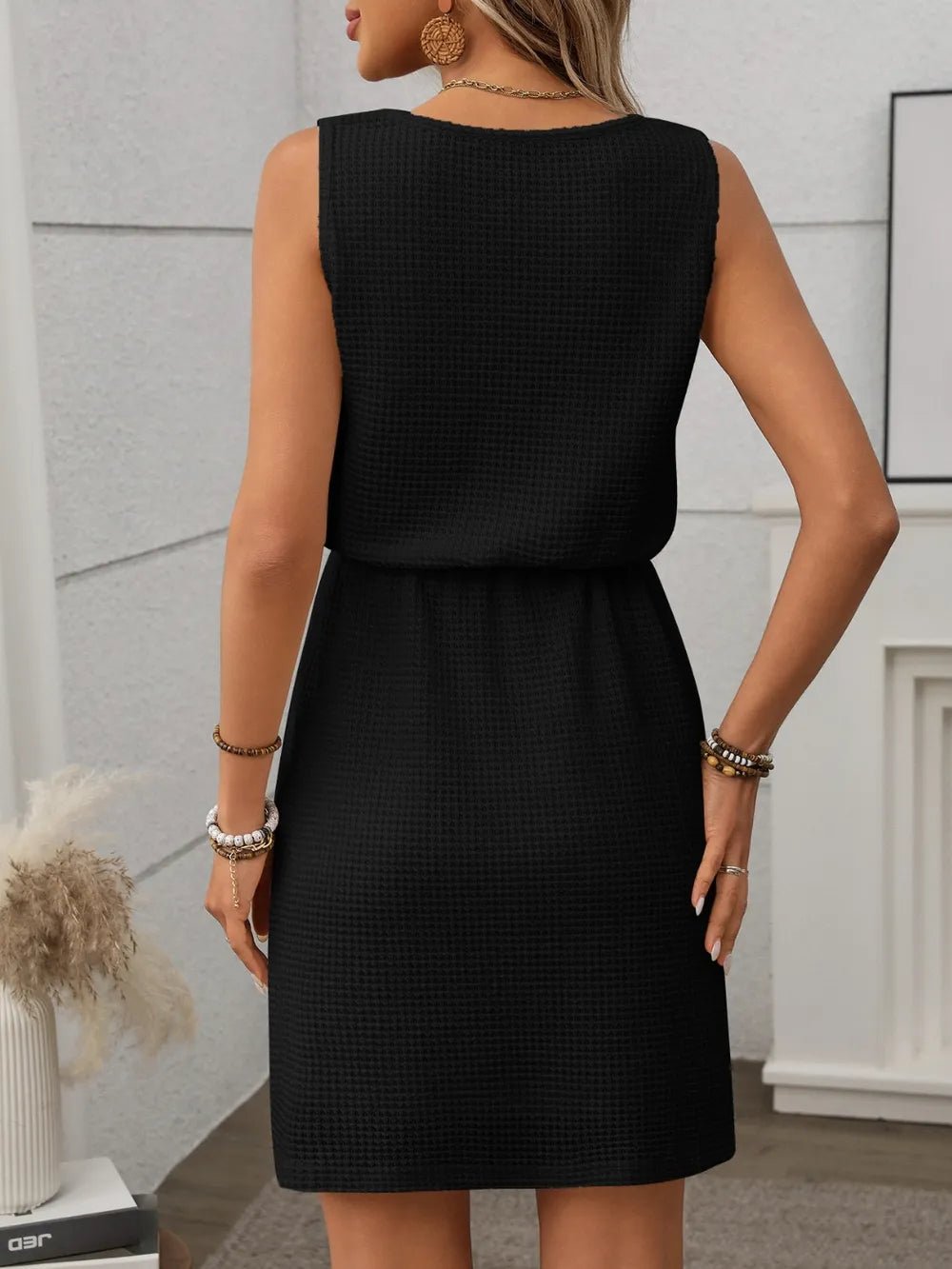 Waffle - Knit Drawstring Mini Tank Dress - Bela Fils BoutiqueBela Fils Boutique