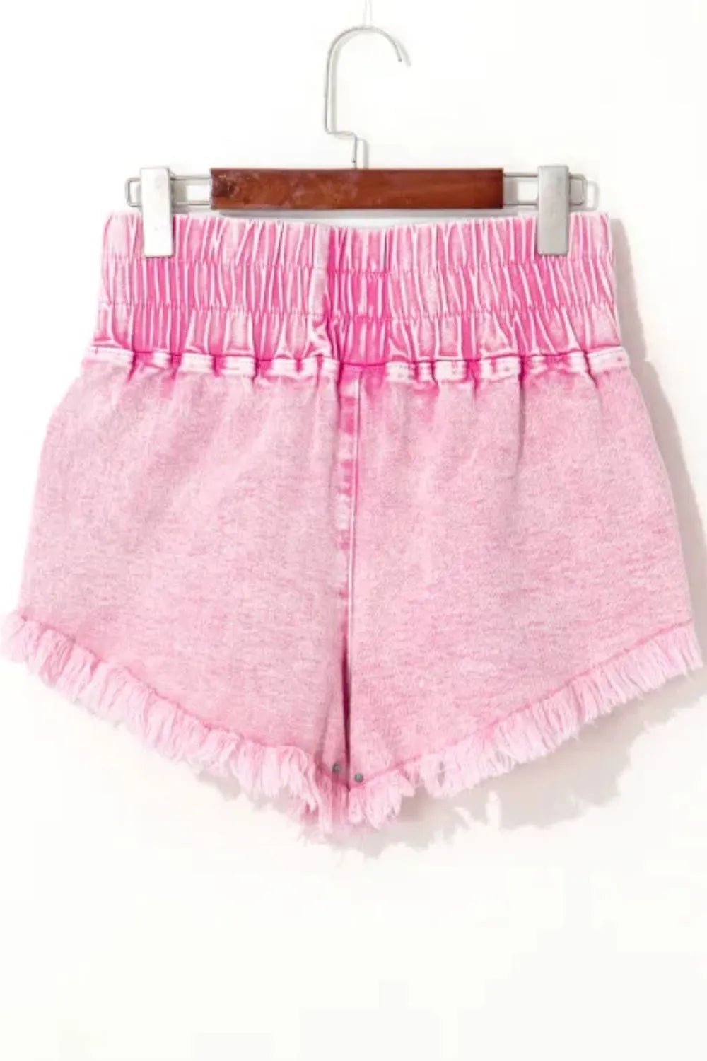 Washed Wide Smocked Waistband Frayed Denim Shorts - Bela Fils BoutiqueBela Fils Boutique