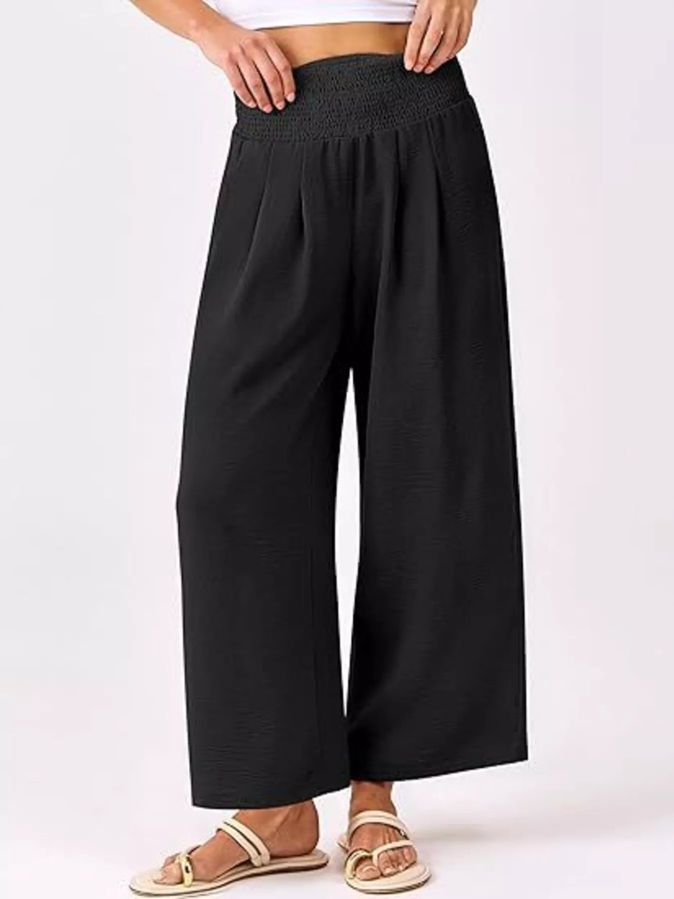 Wide Leg Smocked High Waist Pants - Bela Fils BoutiqueBela Fils Boutique