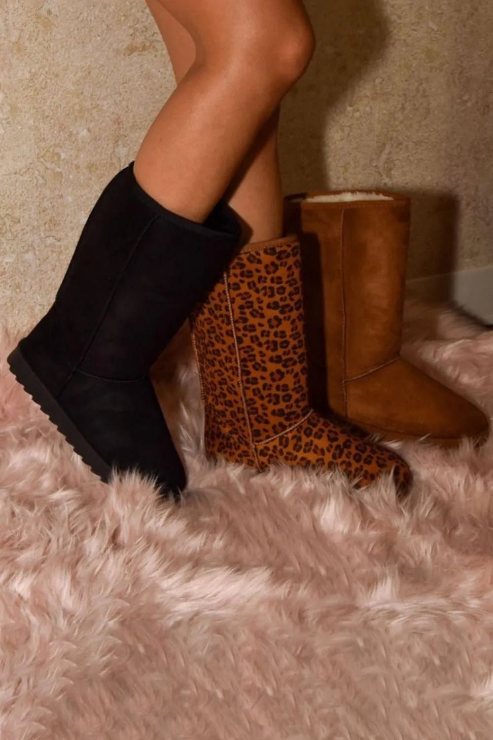 WILD DIVA Leopard Suede Round Toe Boots - Bela Fils BoutiqueBela Fils Boutique