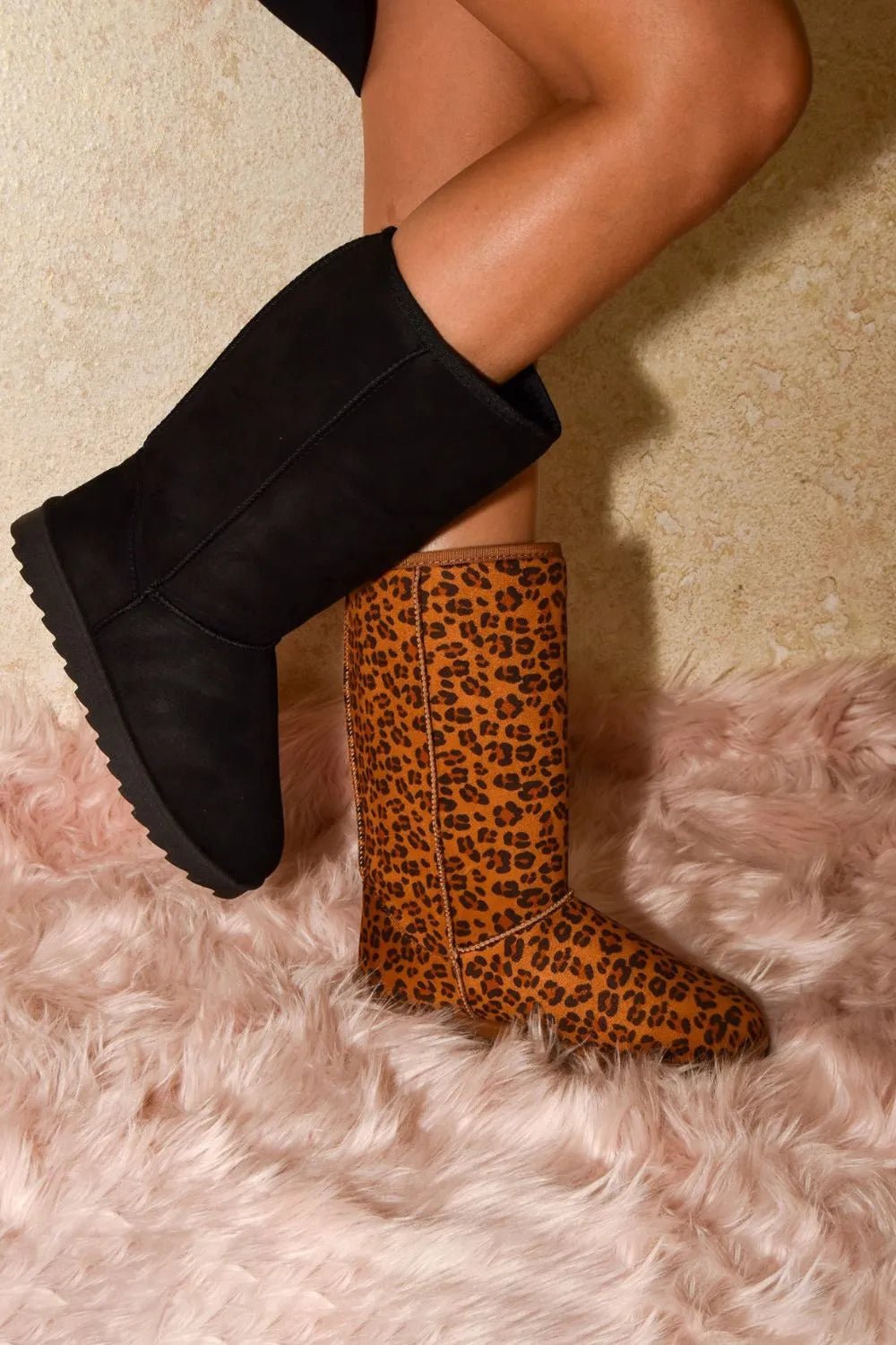 WILD DIVA Leopard Suede Round Toe Boots - Bela Fils BoutiqueBela Fils Boutique