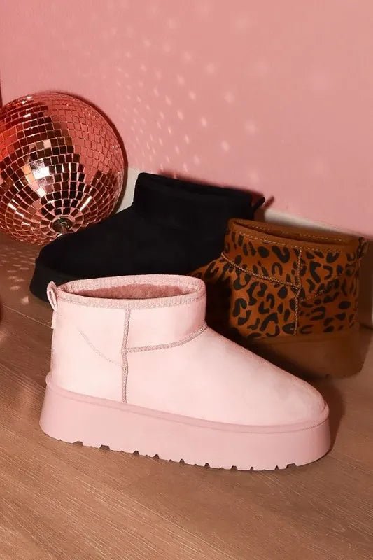 WILD DIVA Leopard Suede Round Toe Platform Booties - Bela Fils BoutiqueBela Fils Boutique