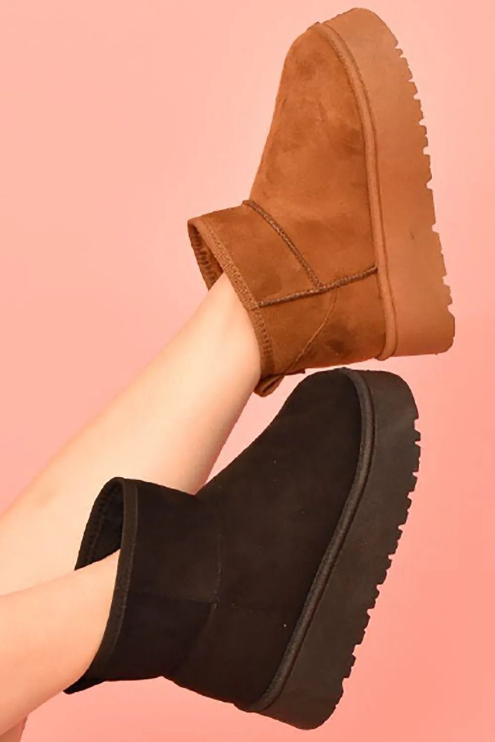 WILD DIVA Suede Round Toe Platform Booties - Bela Fils BoutiqueBela Fils Boutique