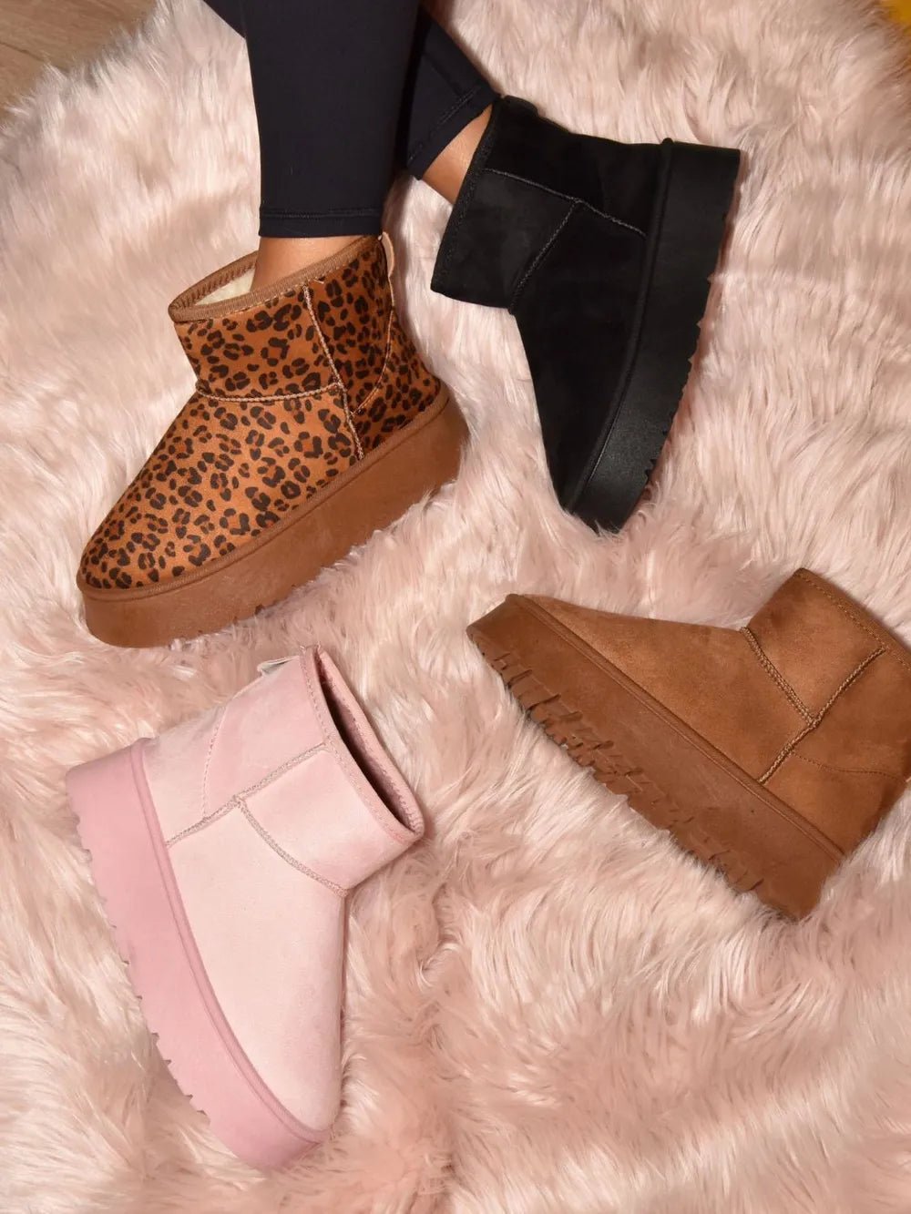 WILD DIVA Thermal Furry Leopard Platform Booties - Bela Fils BoutiqueBela Fils Boutique