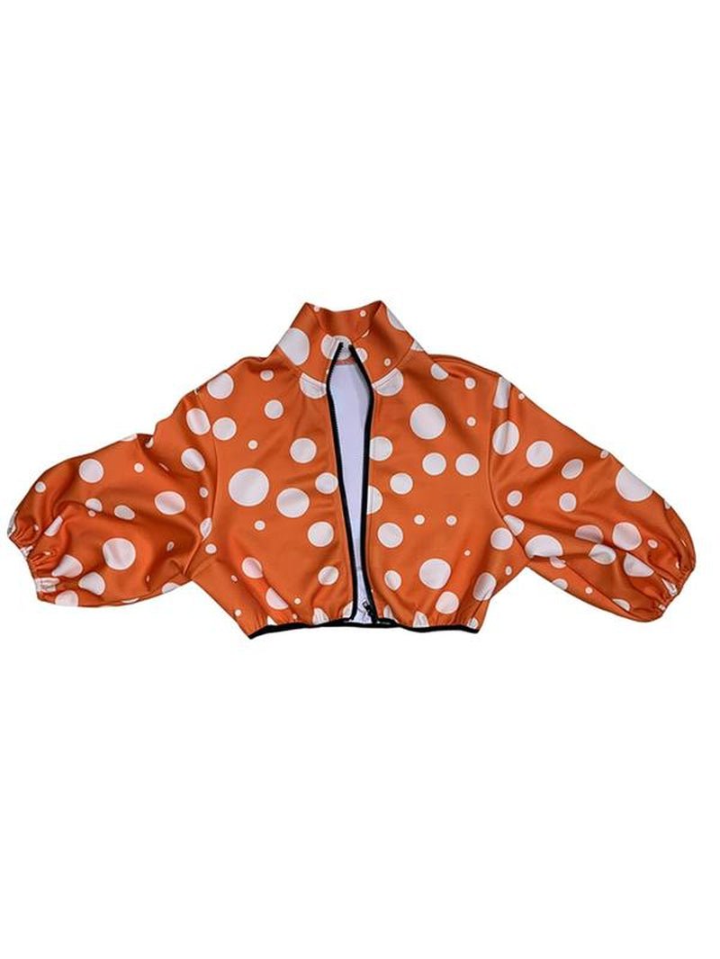 Women'S All over Print Zip up Mock Neck Jacket, Fashion Casual Lantern Sleeve Outerwear for Daily Outdoor Wear, Women Clothing for Spring Fall - Bela Fils BoutiqueBela Fils Boutique