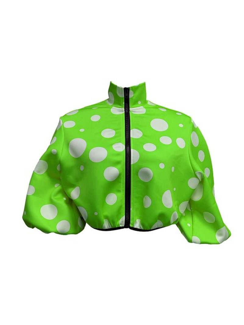 Women'S All over Print Zip up Mock Neck Jacket, Fashion Casual Lantern Sleeve Outerwear for Daily Outdoor Wear, Women Clothing for Spring Fall - Bela Fils BoutiqueBela Fils Boutique