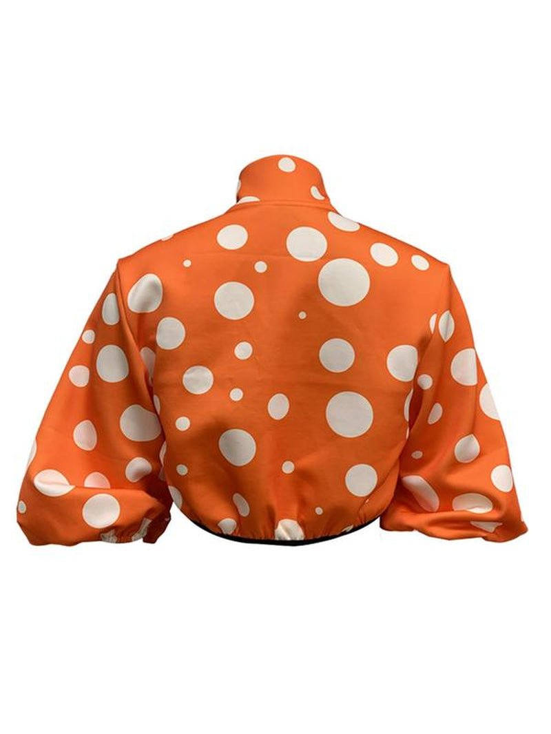 Women'S All over Print Zip up Mock Neck Jacket, Fashion Casual Lantern Sleeve Outerwear for Daily Outdoor Wear, Women Clothing for Spring Fall - Bela Fils BoutiqueBela Fils Boutique