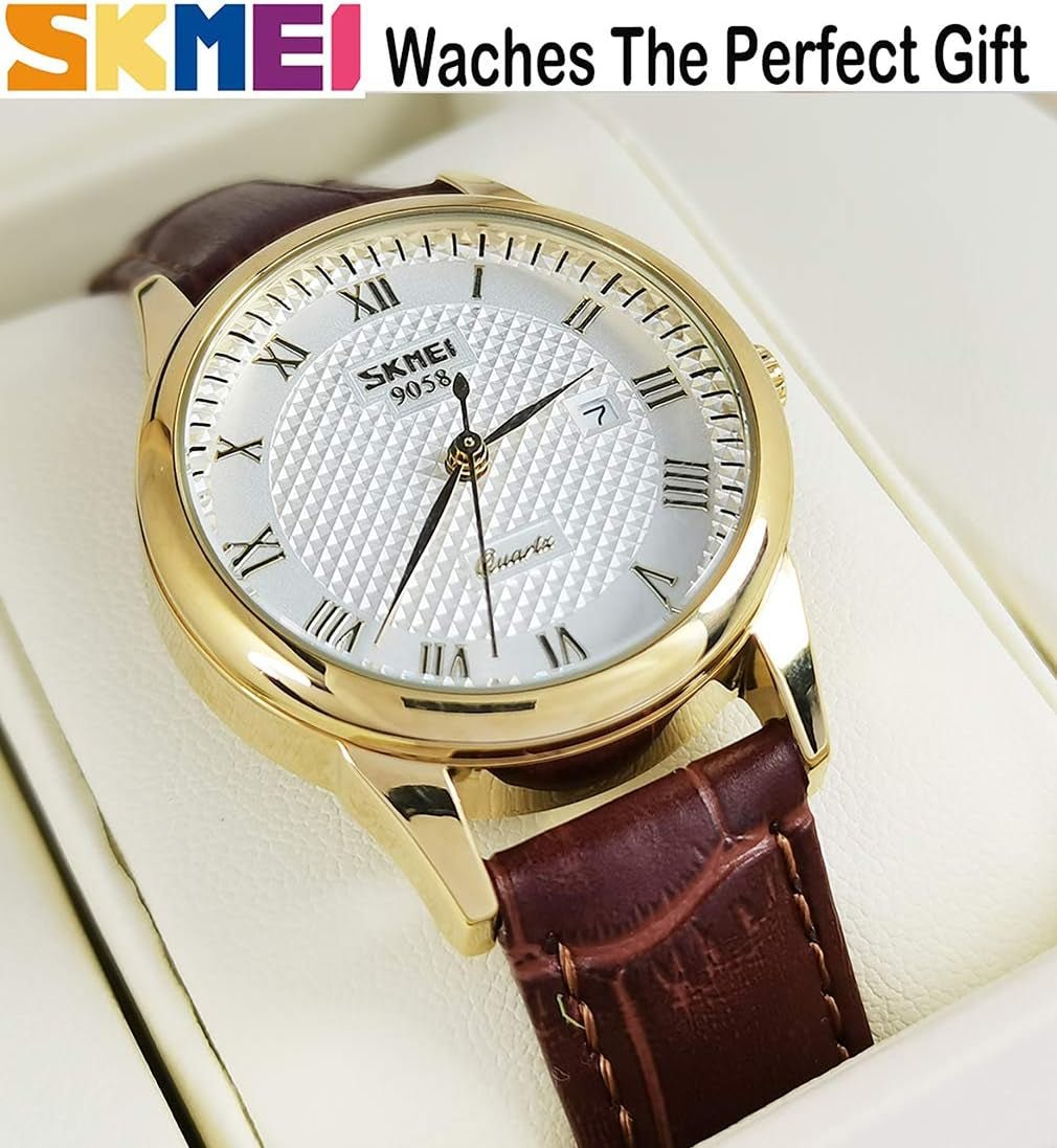 Women’s Black Leather Waterproof Quartz Watch – Casual Dress with Day Date - Bela Fils BoutiqueBela Fils Boutique