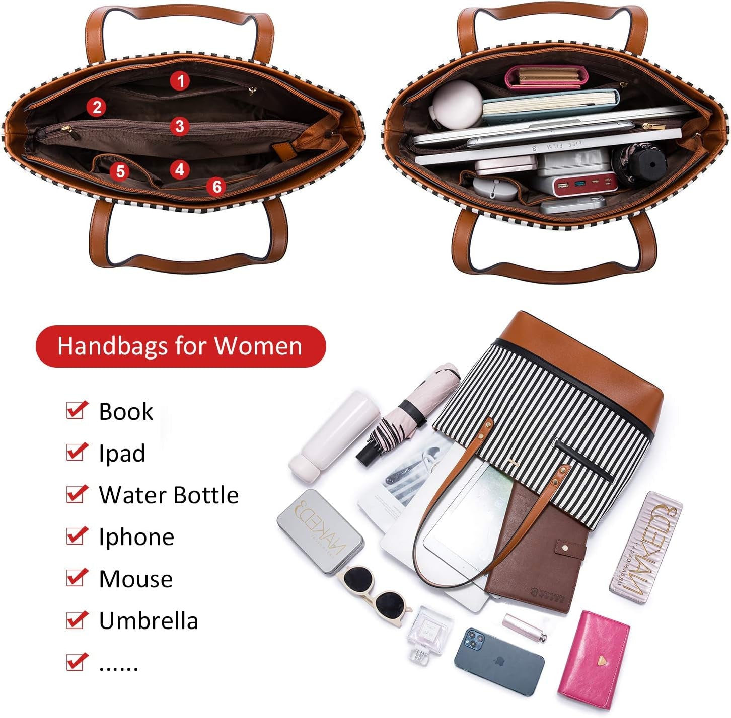 Women’s Leather Top - Handle Bag – Contrast Stitching Satchel Purse - Bela Fils BoutiqueBela Fils Boutique