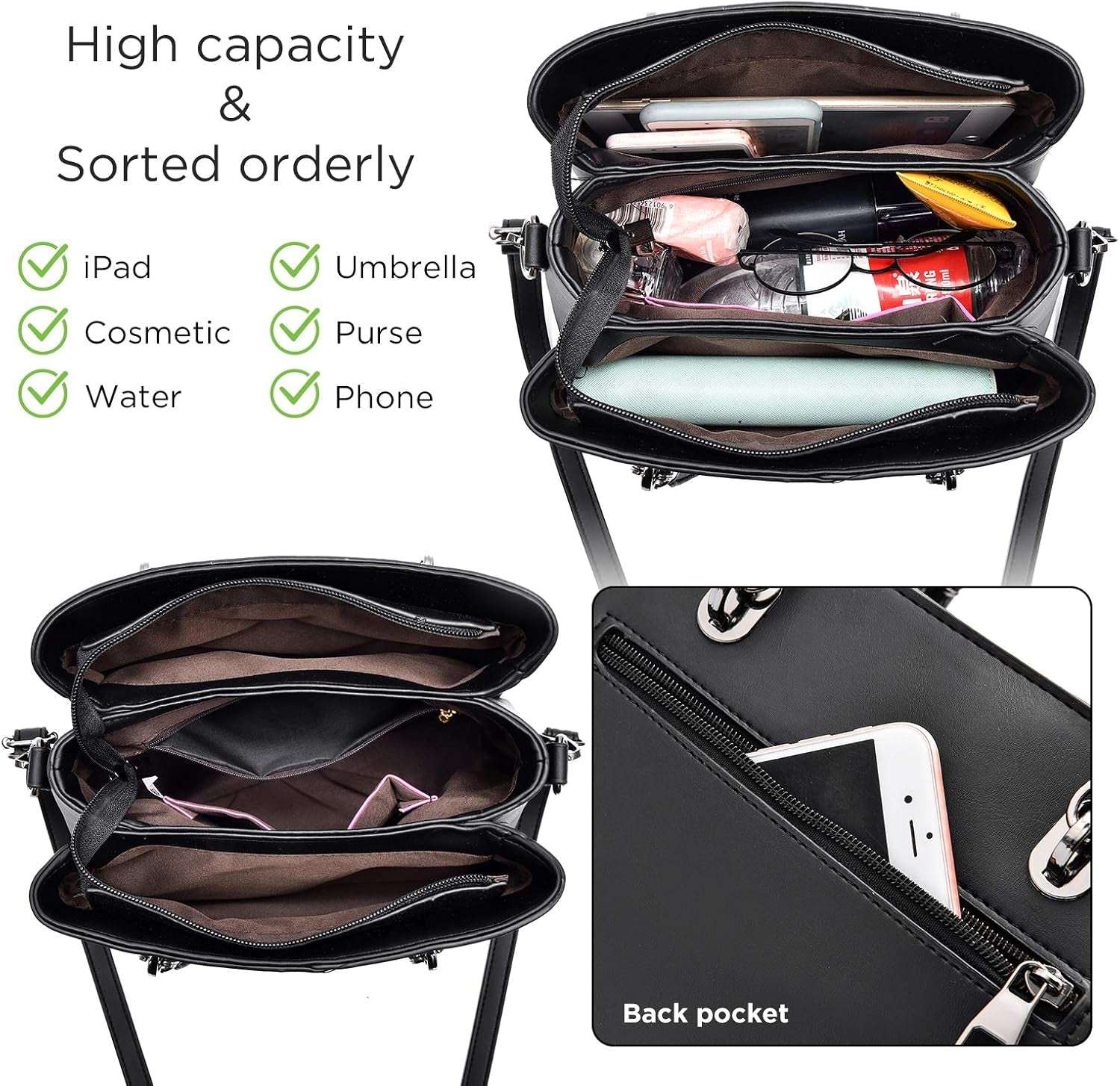 Women’s Leather Top - Handle Bag – Contrast Stitching Satchel Purse - Bela Fils BoutiqueBela Fils Boutique