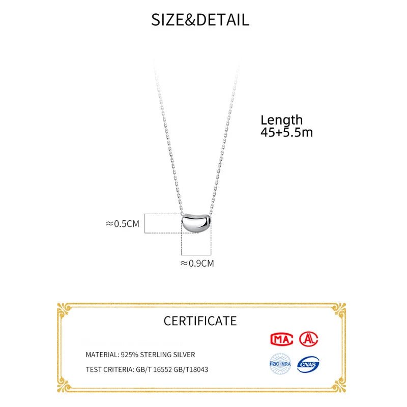 Women'S Necklace 925 Silver Chains Woman on Neck Silver Small Beans Pendant Jewelry for Women Necklace Silver Girl - Bela Fils BoutiqueBela Fils Boutique