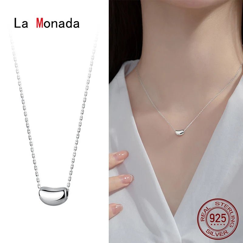 Women'S Necklace 925 Silver Chains Woman on Neck Silver Small Beans Pendant Jewelry for Women Necklace Silver Girl - Bela Fils BoutiqueBela Fils Boutique