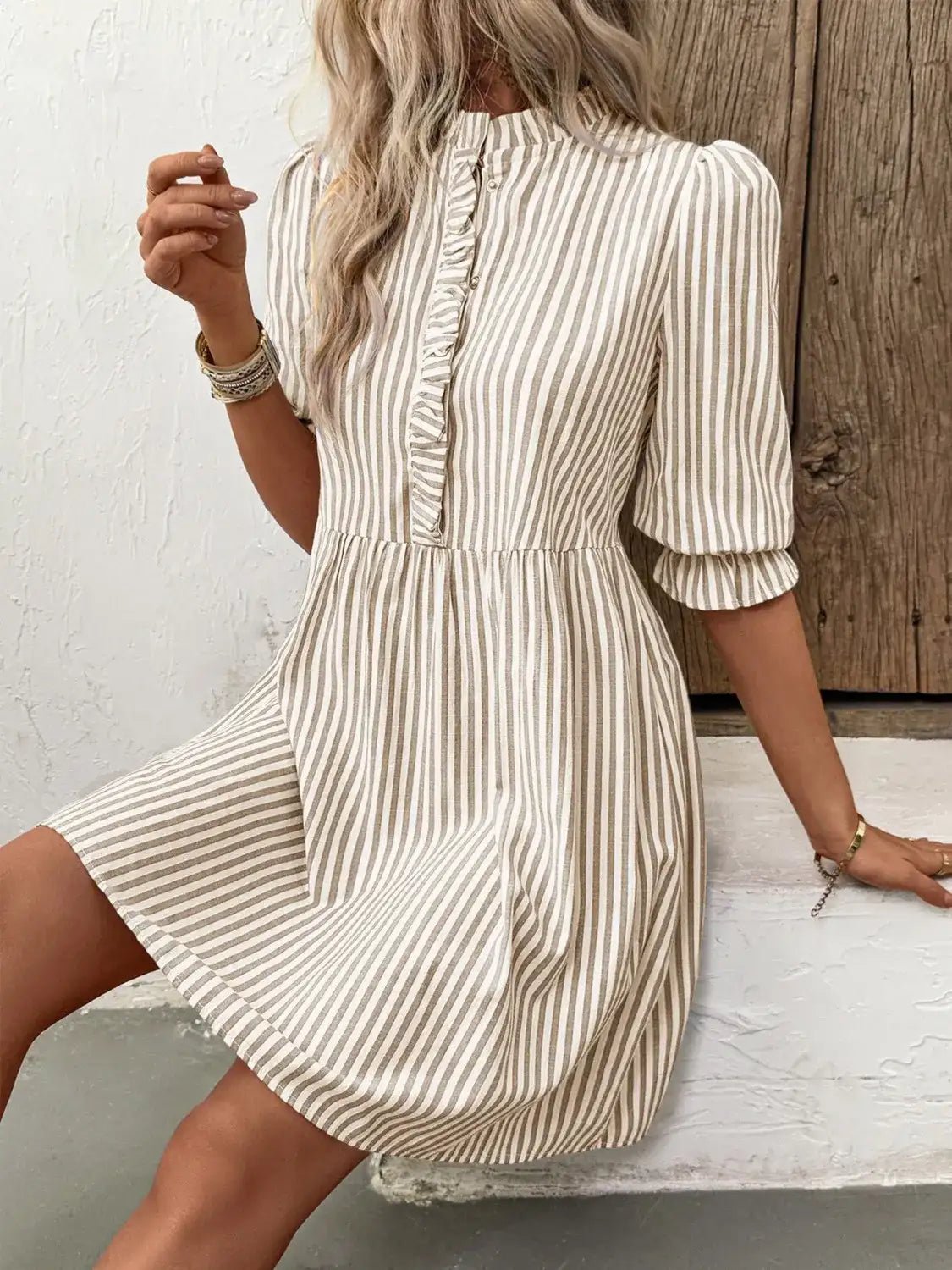 Women's Striped Half Sleeve Casual Dress - Bela Fils BoutiqueBela Fils Boutique