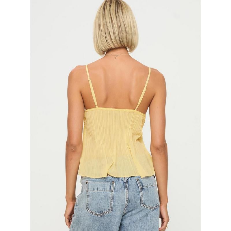 Zami lemon pleated blouse for summer - Bela Fils BoutiqueBela Fils Boutique