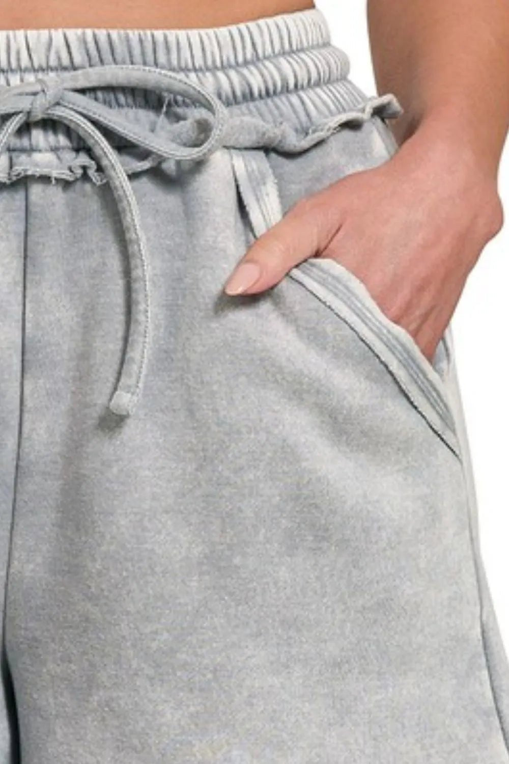 Zenana Acid Wash Fleece Drawstring Shorts With Pockets - Bela Fils BoutiqueBela Fils Boutique