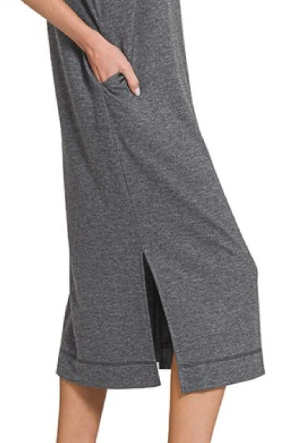 Zenana French Terry Sleeveless Round Neck Midi Dress - Bela Fils BoutiqueBela Fils Boutique