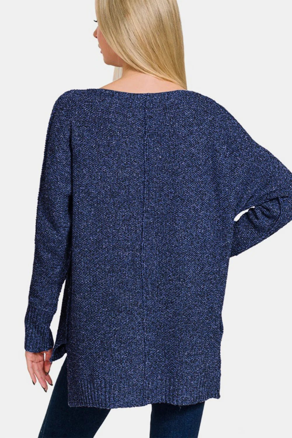 Zenana High - Low Center Seam V - Neck Sweater - Bela Fils BoutiqueBela Fils Boutique