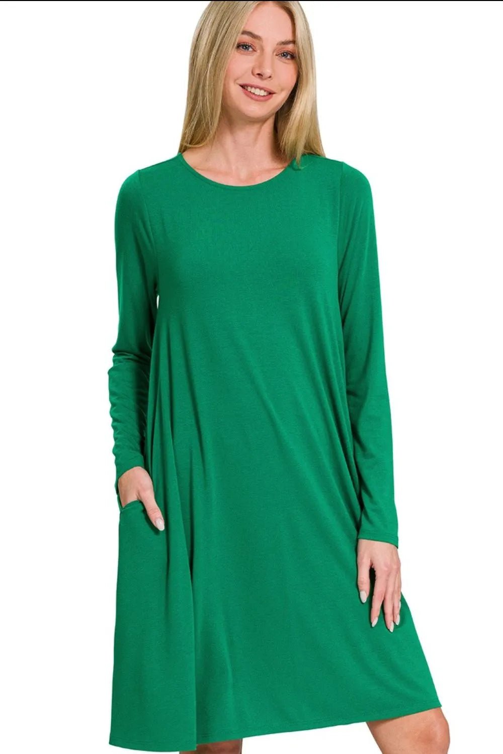 Zenana Long Sleeve Flare Dress With Pockets - Bela Fils BoutiqueBela Fils Boutique