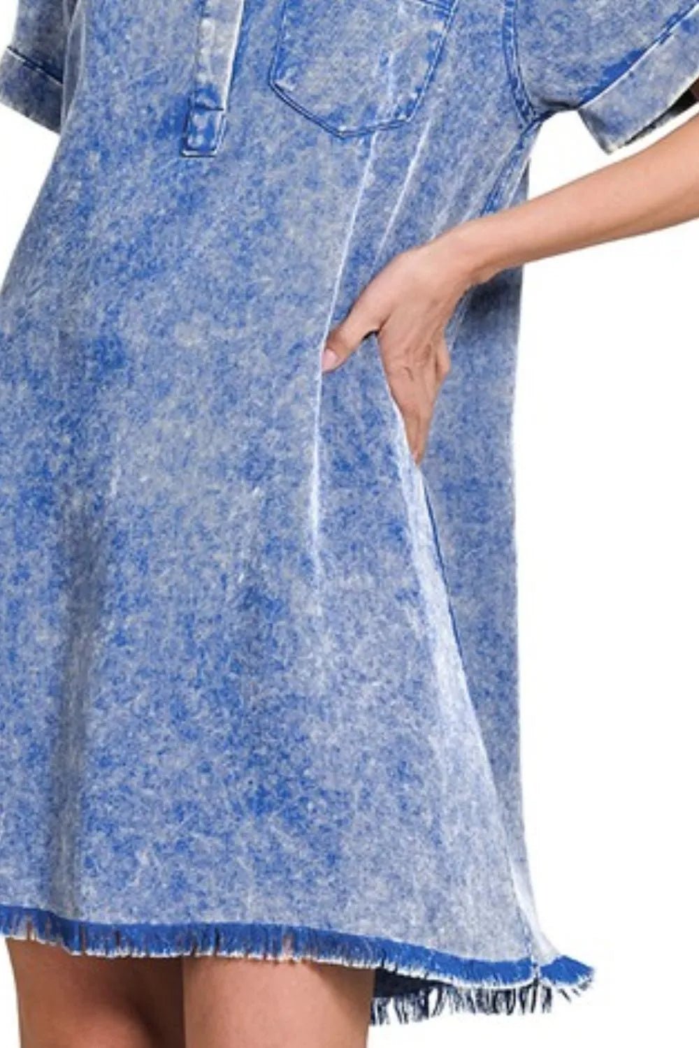 Zenana Tencel Mineral Washed Collared Shirts Dress - Bela Fils BoutiqueBela Fils Boutique